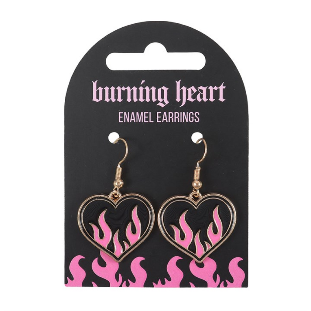 Flame Heart Drop Earrings