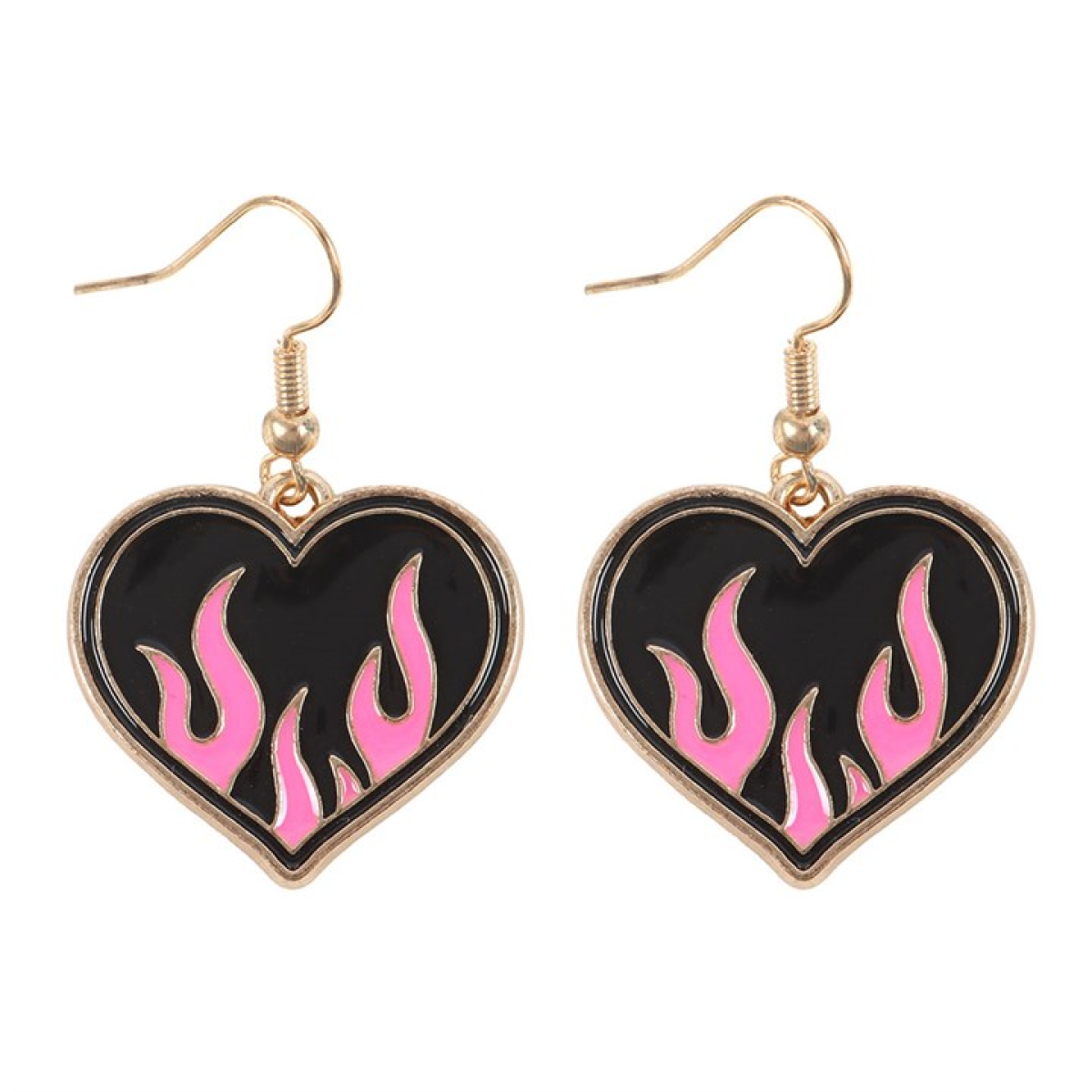 Flame Heart Drop Earrings