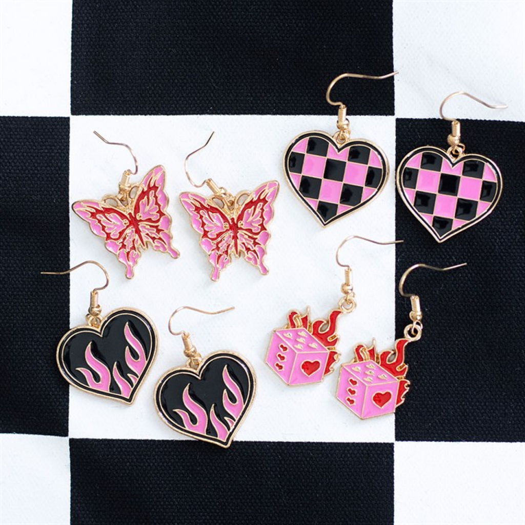 Flame Heart Drop Earrings