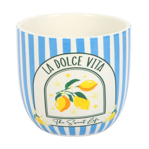 Blue “La Dolce Vita” Striped Plant Pot