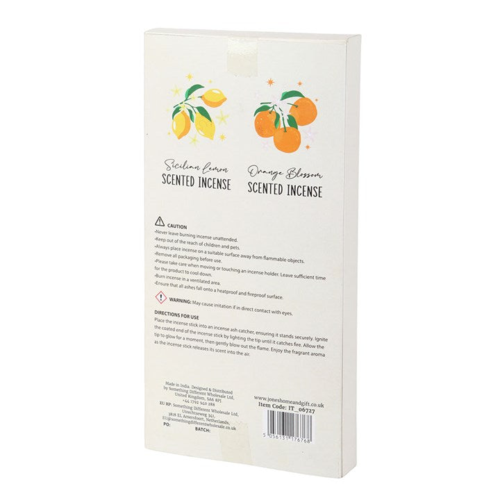 Sicilian Lemon & Orange Blossom Incense Stick Duo