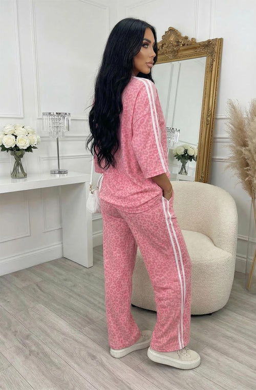 AVA | Leopard Print Two Piece Lounge Co - ord Set | One Size UK 8 - 14 - BAMBI