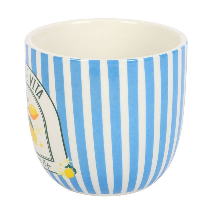 Blue “La Dolce Vita” Striped Plant Pot - BAMBI
