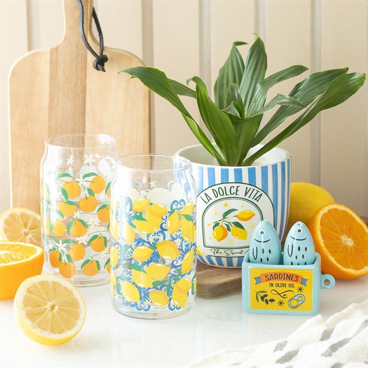 Blue “La Dolce Vita” Striped Plant Pot - BAMBI