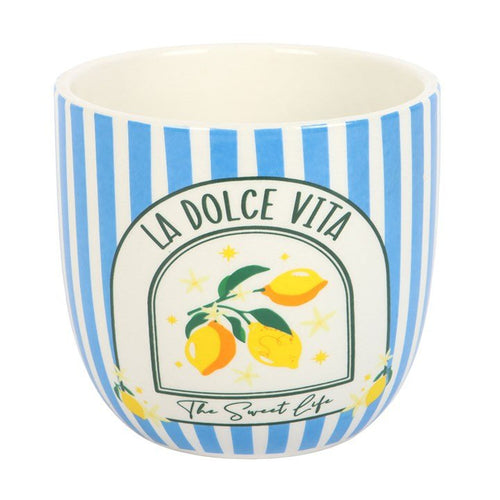 Blue “La Dolce Vita” Striped Plant Pot - BAMBI
