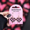 Checker Heart Drop Earrings - BAMBI