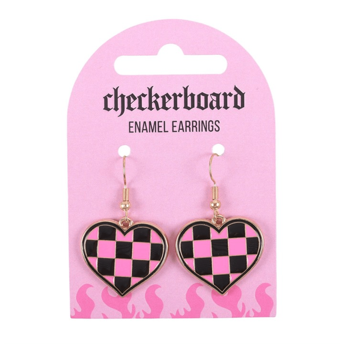 Checker Heart Drop Earrings - BAMBI
