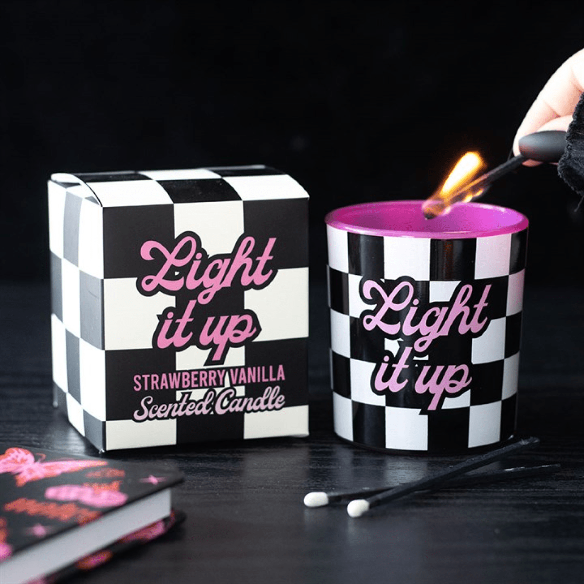 Checkerboard “Light It Up” Candle – Sweet Rebel Vibes - BAMBI