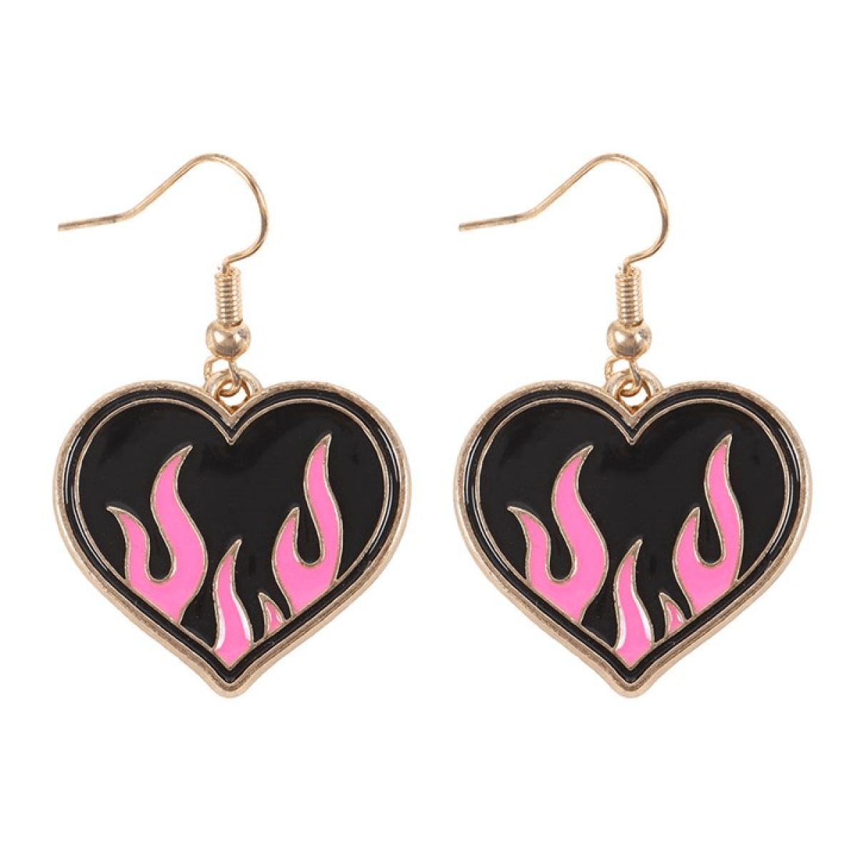 Flame Heart Drop Earrings - BAMBI