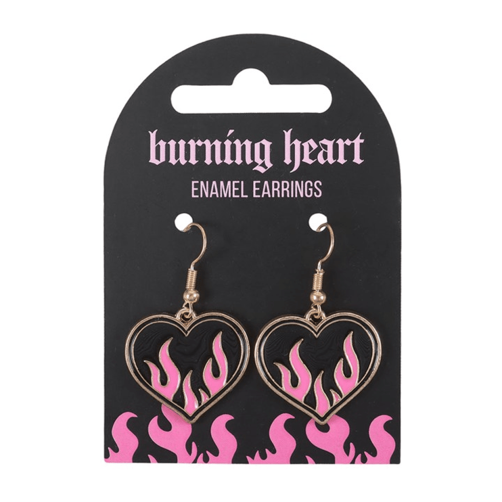 Flame Heart Drop Earrings - BAMBI
