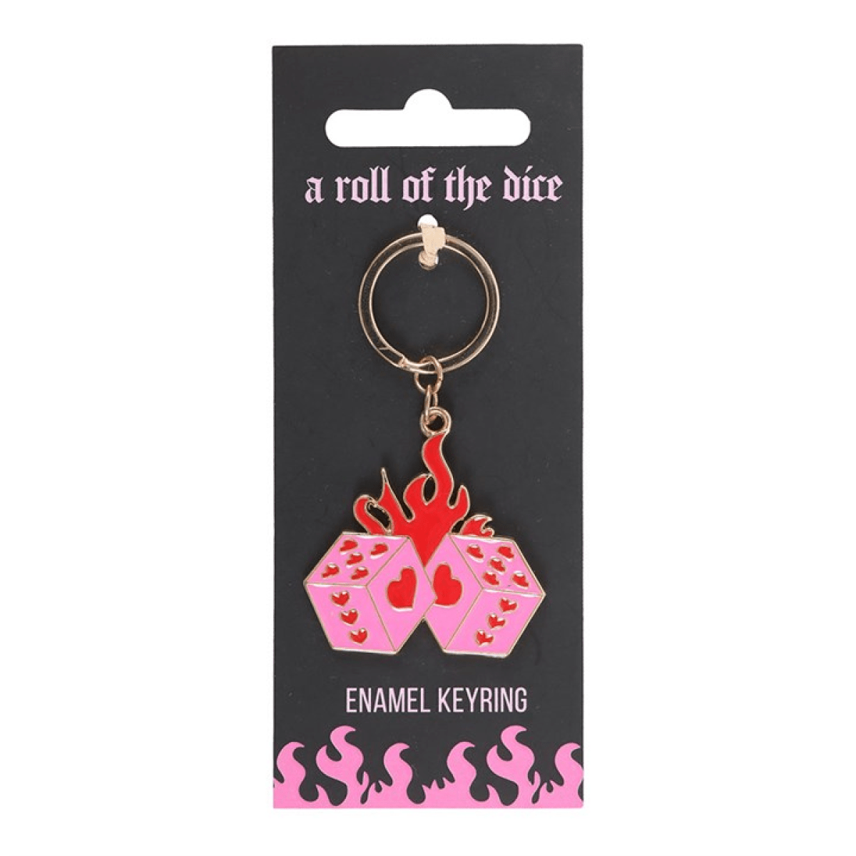 Flaming Dice Keyring – High - Stakes Rebel Charm - BAMBI