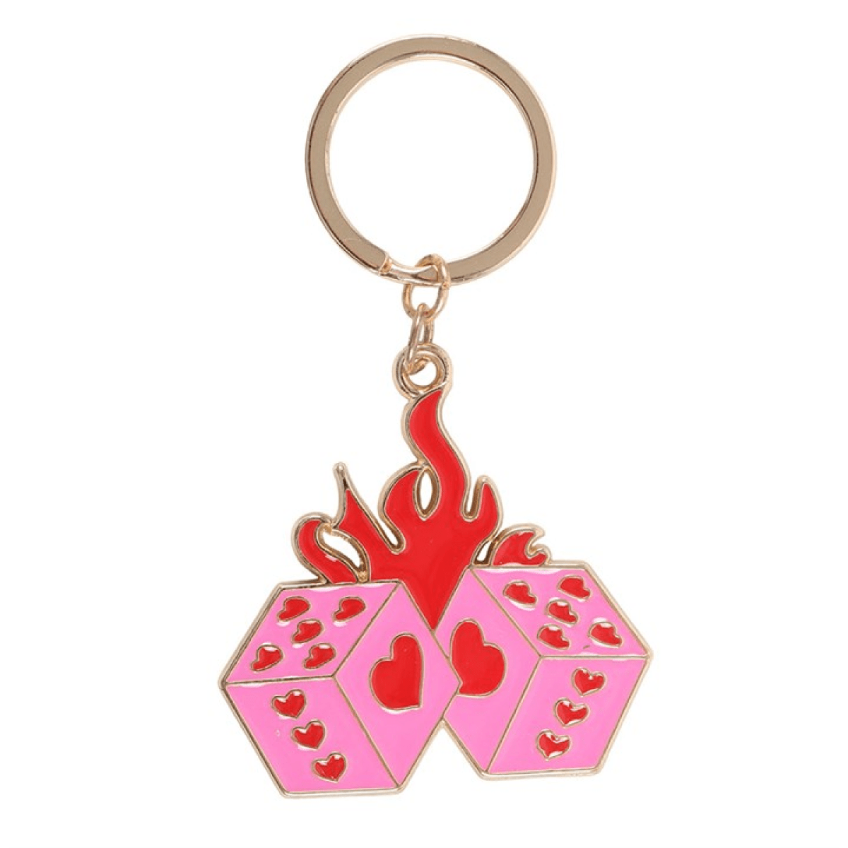 Flaming Dice Keyring – High - Stakes Rebel Charm - BAMBI