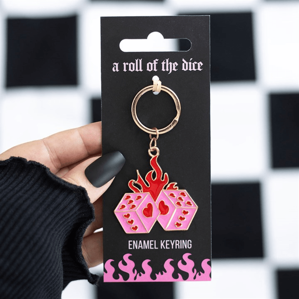 Flaming Dice Keyring – High - Stakes Rebel Charm - BAMBI
