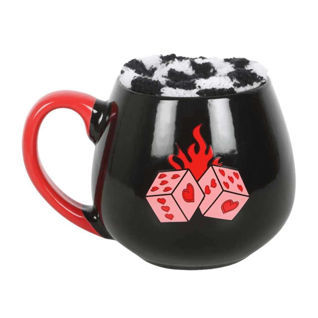 Flaming Dice Mug & Socks Gift Set – Cosy Rebel Bundle - BAMBI