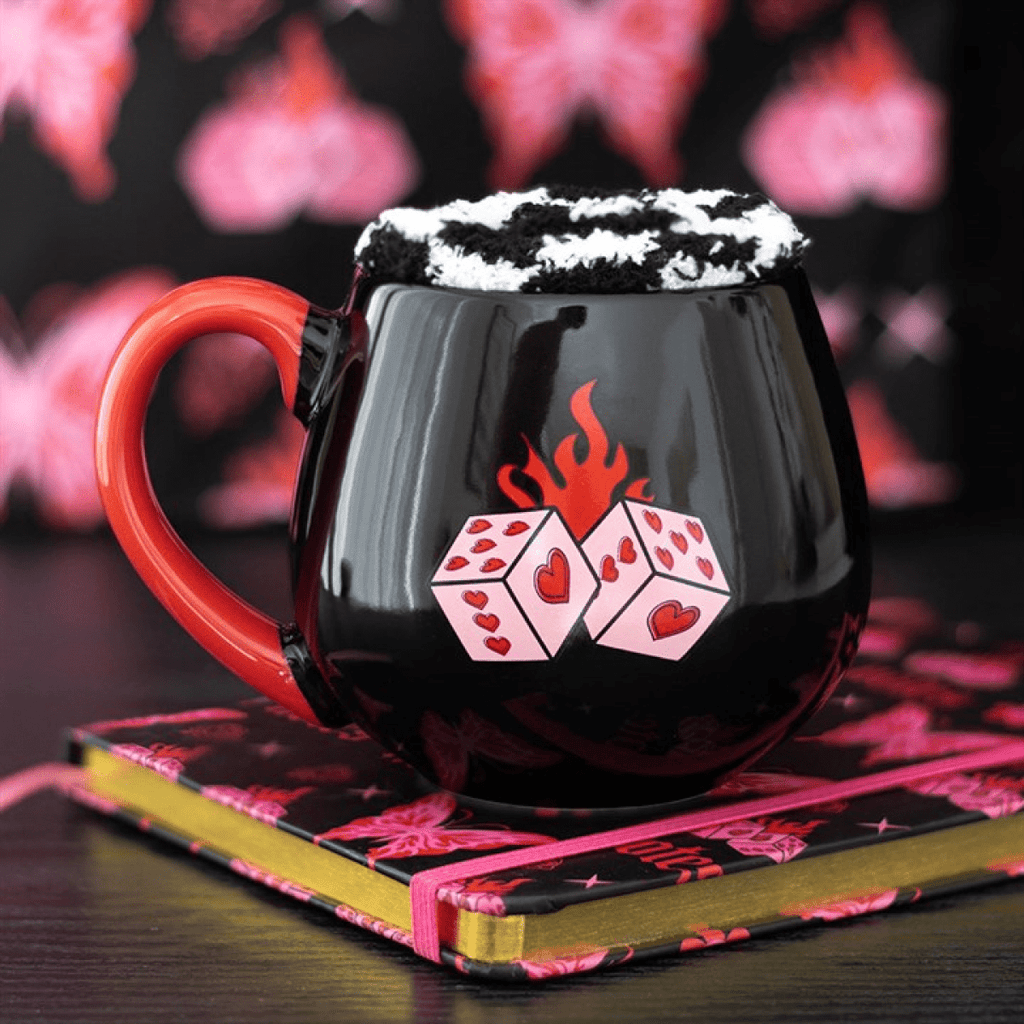 Flaming Dice Mug & Socks Gift Set – Cosy Rebel Bundle - BAMBI