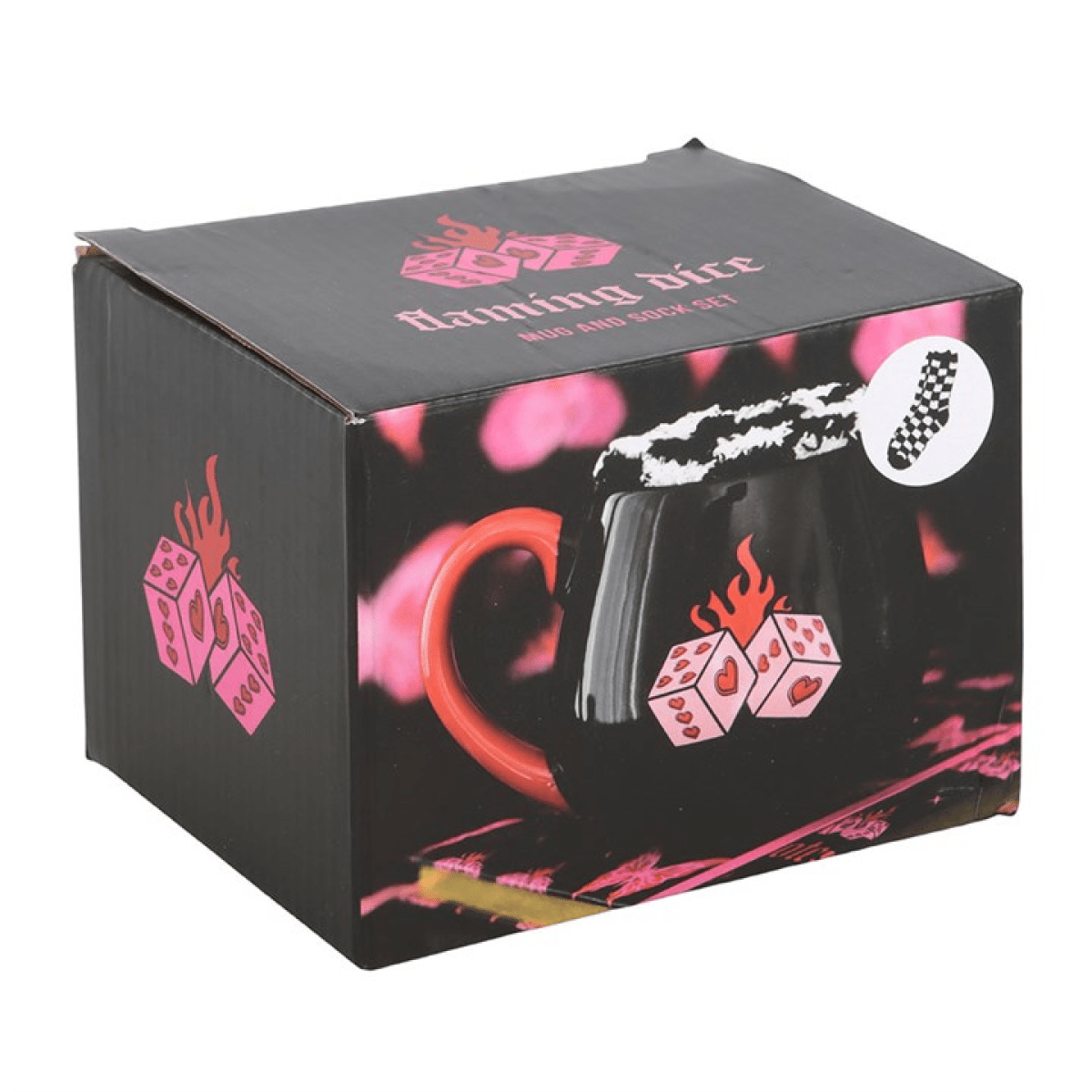 Flaming Dice Mug & Socks Gift Set – Cosy Rebel Bundle - BAMBI