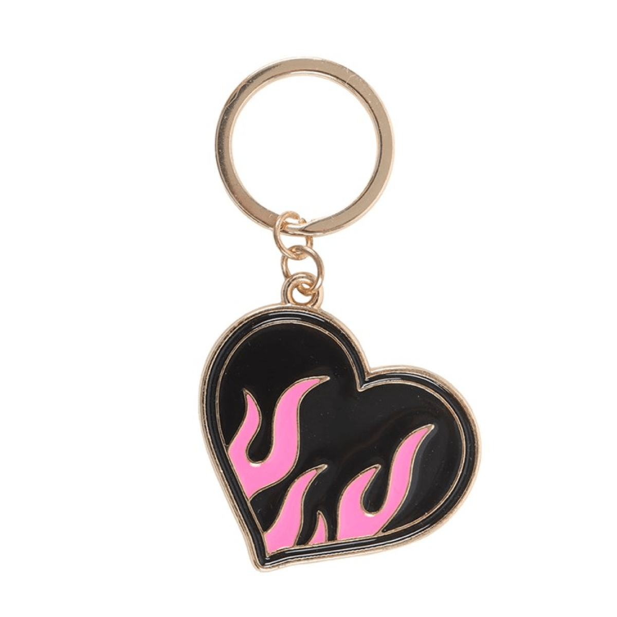 Flaming Heart Keyring – Bold Rebel Charm - BAMBI