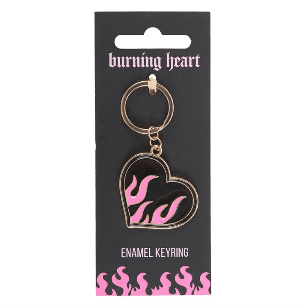 Flaming Heart Keyring – Bold Rebel Charm - BAMBI