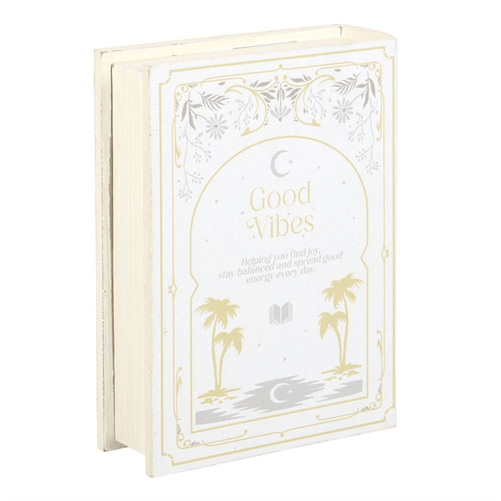 "Good Vibes" White Book Shaped Storage Box - BAMBI