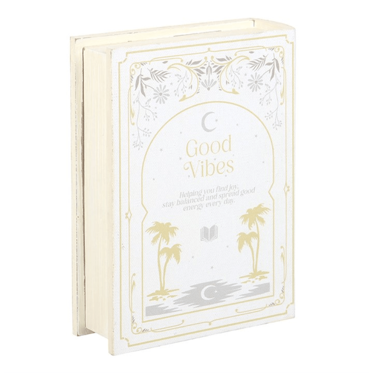 "Good Vibes" White Book Shaped Storage Box - BAMBI