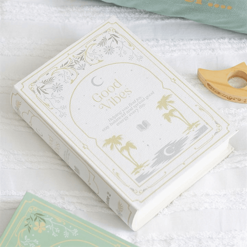 "Good Vibes" White Book Shaped Storage Box - BAMBI