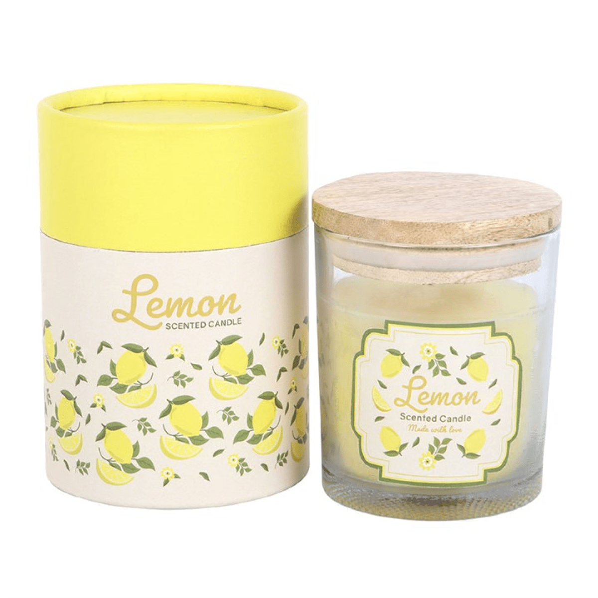 Lemon Scented Candle with Wooden Lid - BAMBI