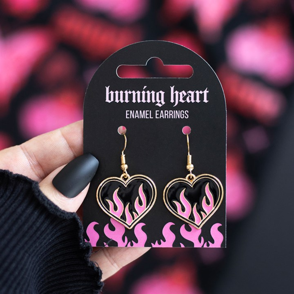 Flame Heart Drop Earrings