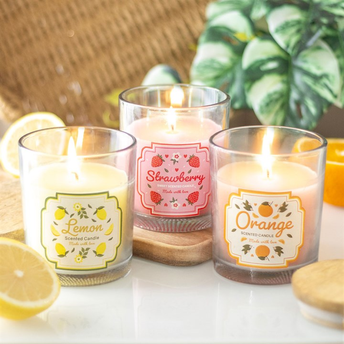 Orange Scented Candle with Wooden Lid - BAMBI
