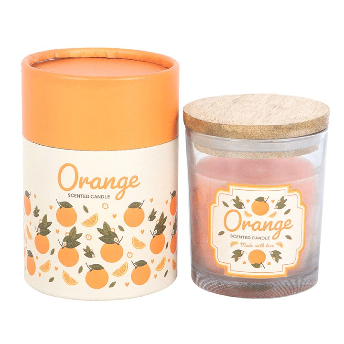 Orange Scented Candle with Wooden Lid - BAMBI