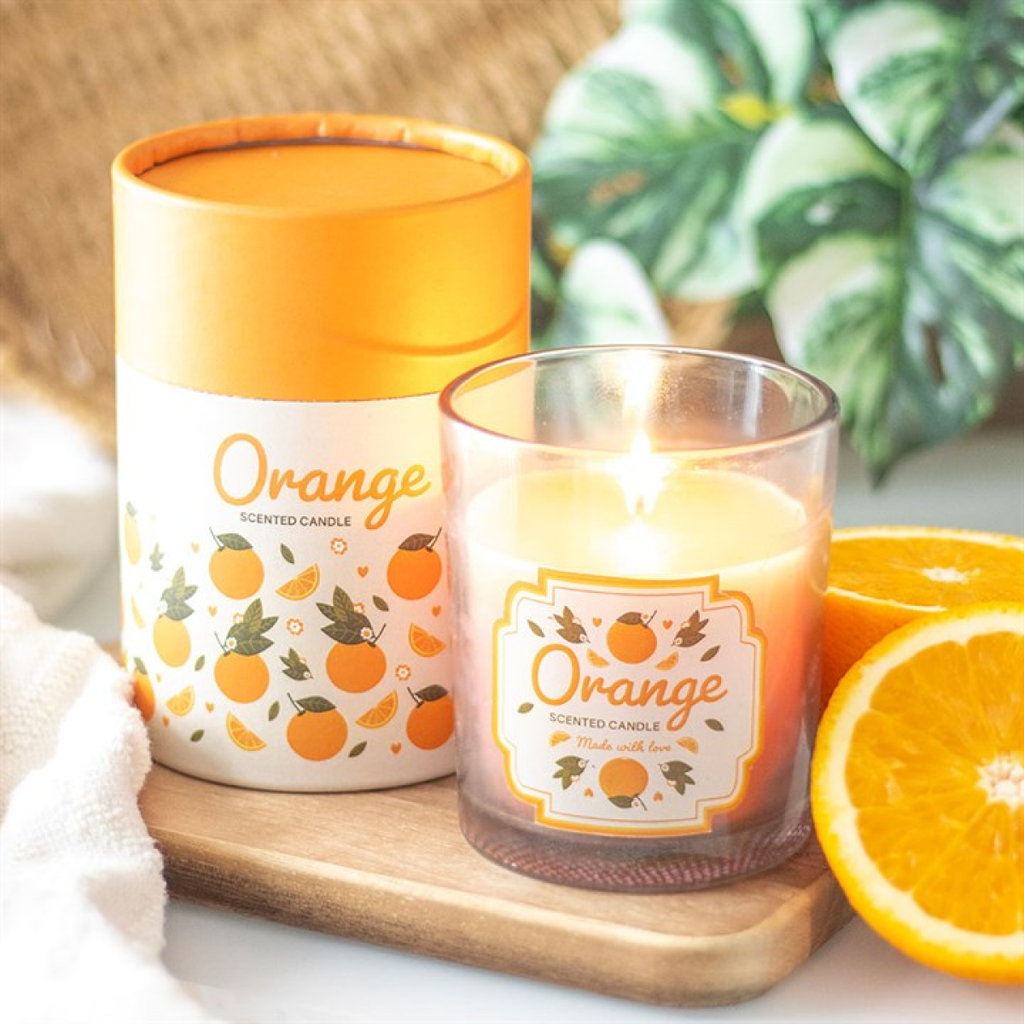 Orange Scented Candle with Wooden Lid - BAMBI