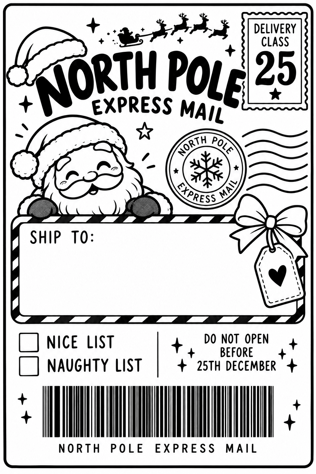 Personalised Christmas Parcel Labels – North Pole Express Mail, 6 × 4 Inch - BAMBI