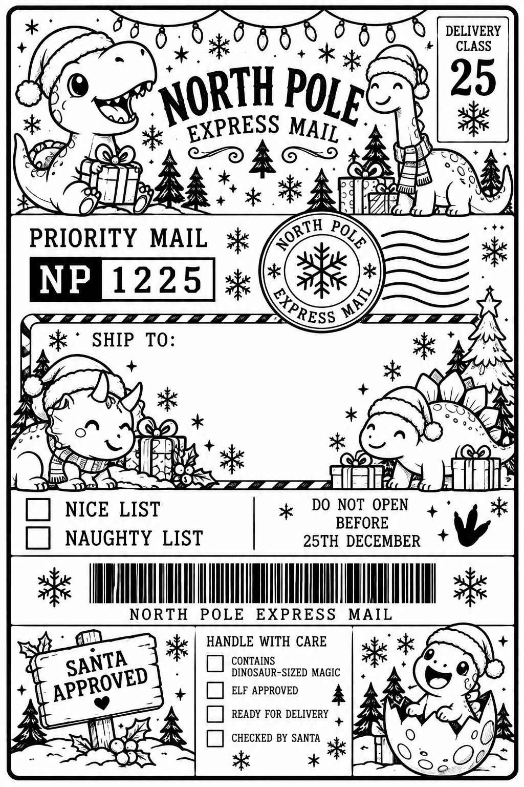 Personalised Christmas Parcel Labels – North Pole Express Mail, 6 × 4 Inch - BAMBI