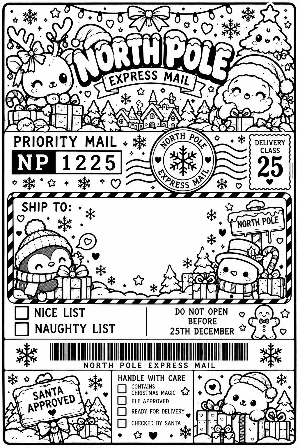 Personalised Christmas Parcel Labels – North Pole Express Mail, 6 × 4 Inch - BAMBI