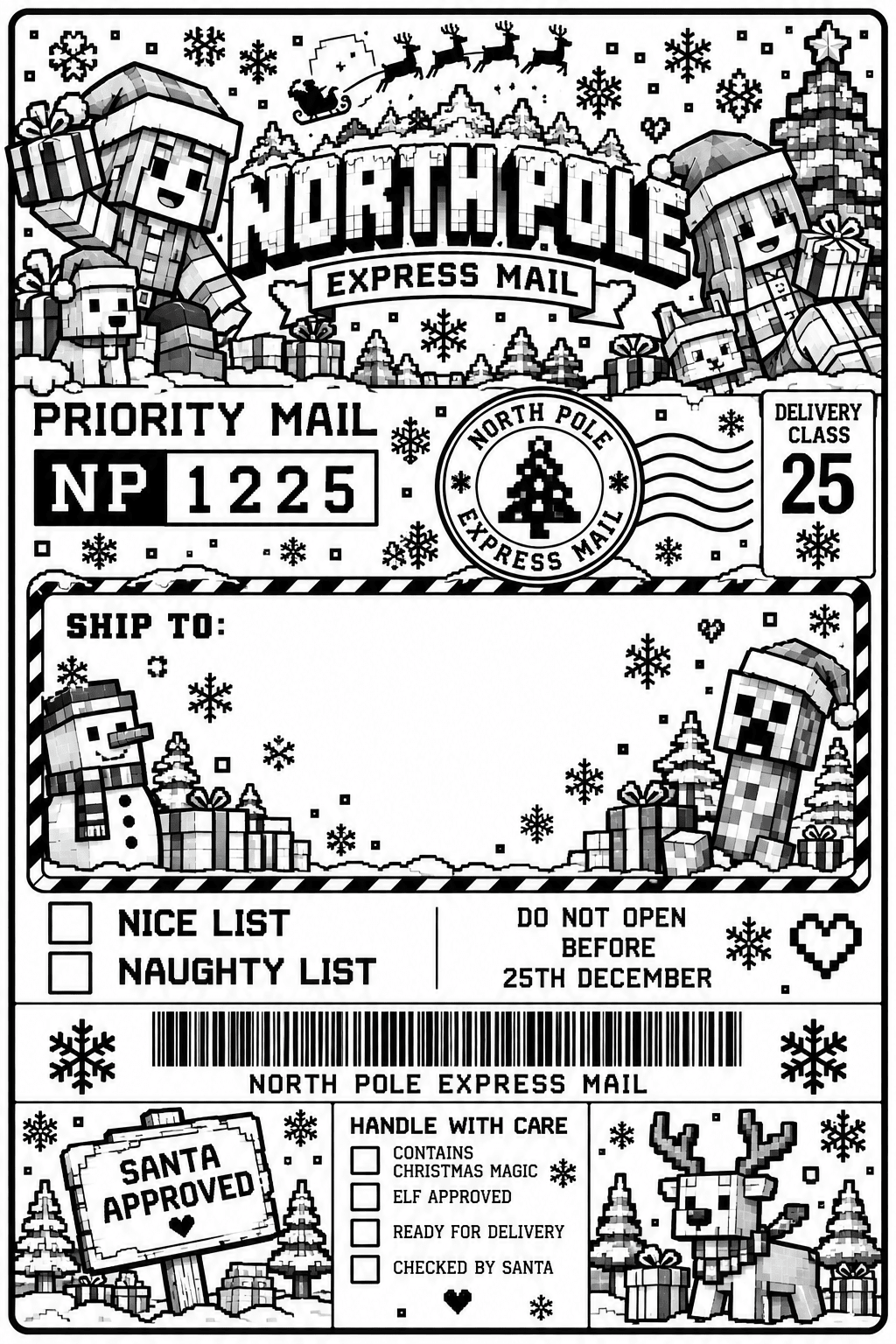 Personalised Christmas Parcel Labels – North Pole Express Mail, 6 × 4 Inch - BAMBI
