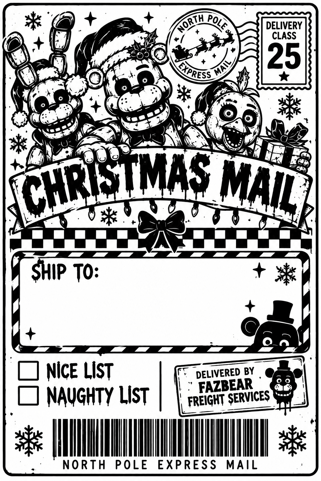 Personalised Christmas Parcel Labels – North Pole Express Mail, 6 × 4 Inch - BAMBI
