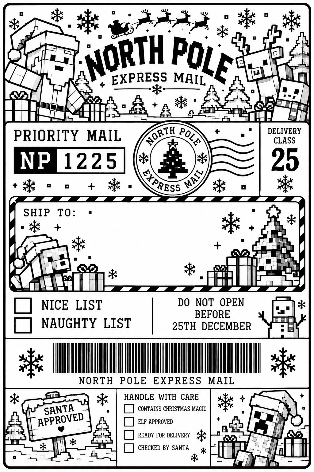 Personalised Christmas Parcel Labels – North Pole Express Mail, 6 × 4 Inch - BAMBI