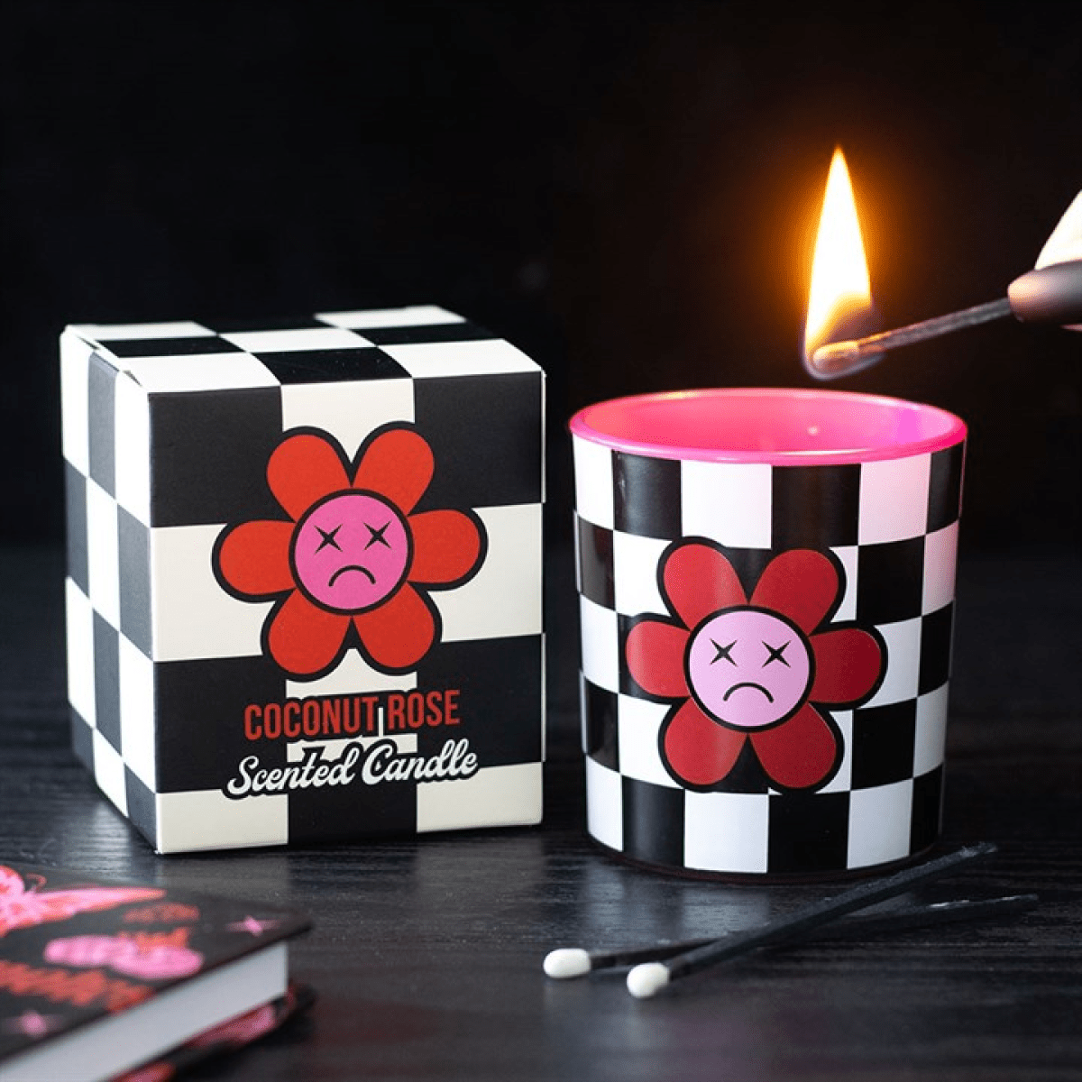 Sad Bloom Checkerboard Candle - BAMBI