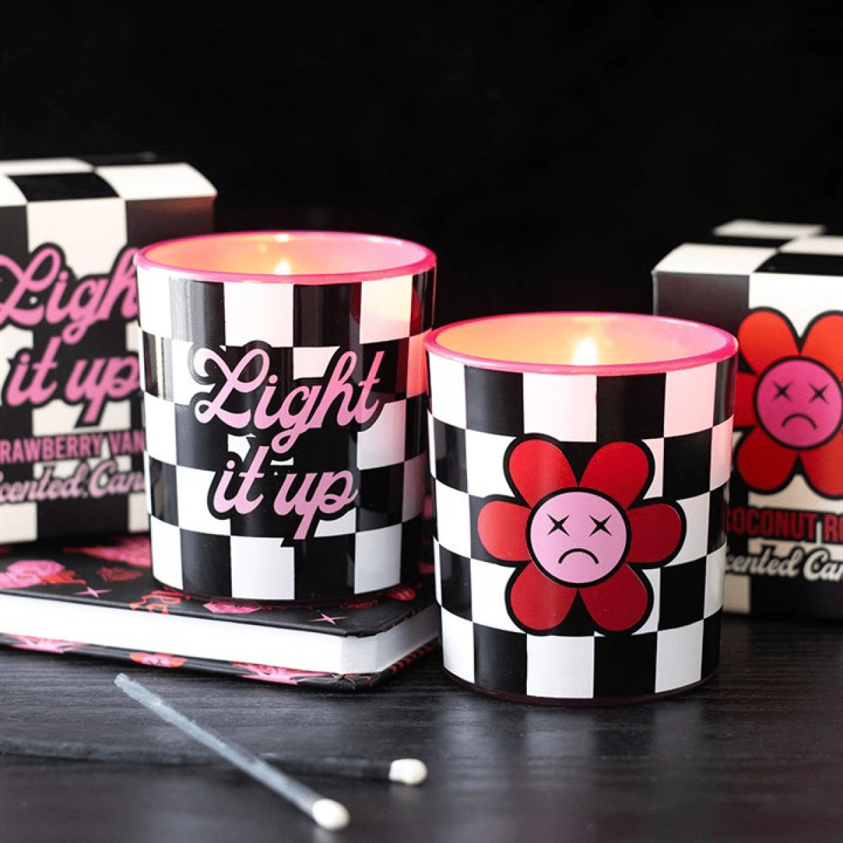 Sad Bloom Checkerboard Candle - BAMBI