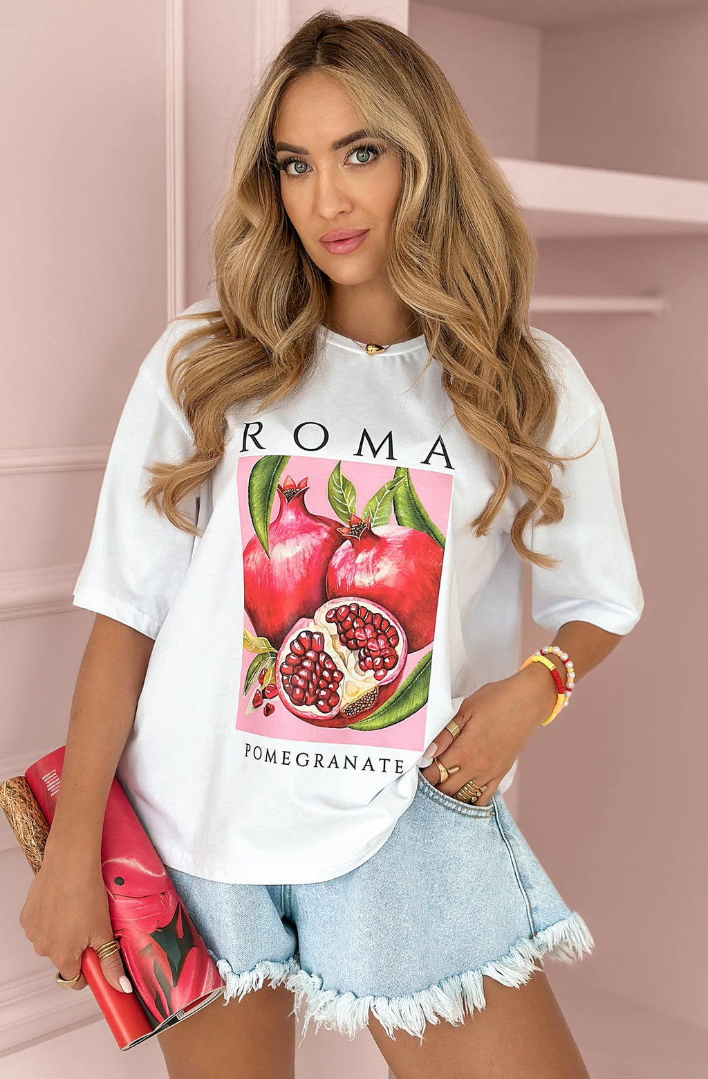 SCARLETT | 'Pomegranate' Graphic Printed Shirt | One Size UK 8 - 16 - BAMBI