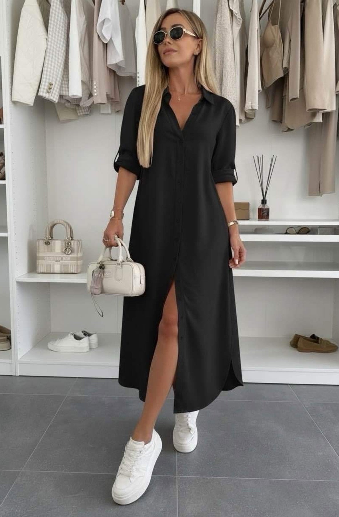 DAISY Oversized Maxi Shirt Dress