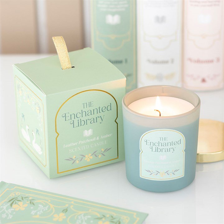 The Enchanted Library Leather, Patchouli & Amber Candle - BAMBI