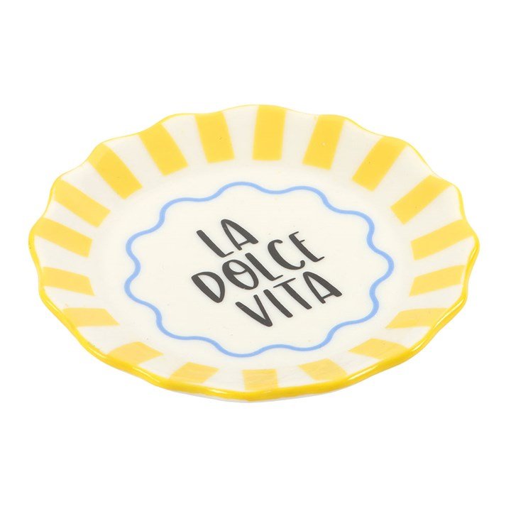 Yellow Striped La Dolce Vita Trinket Dish - BAMBI