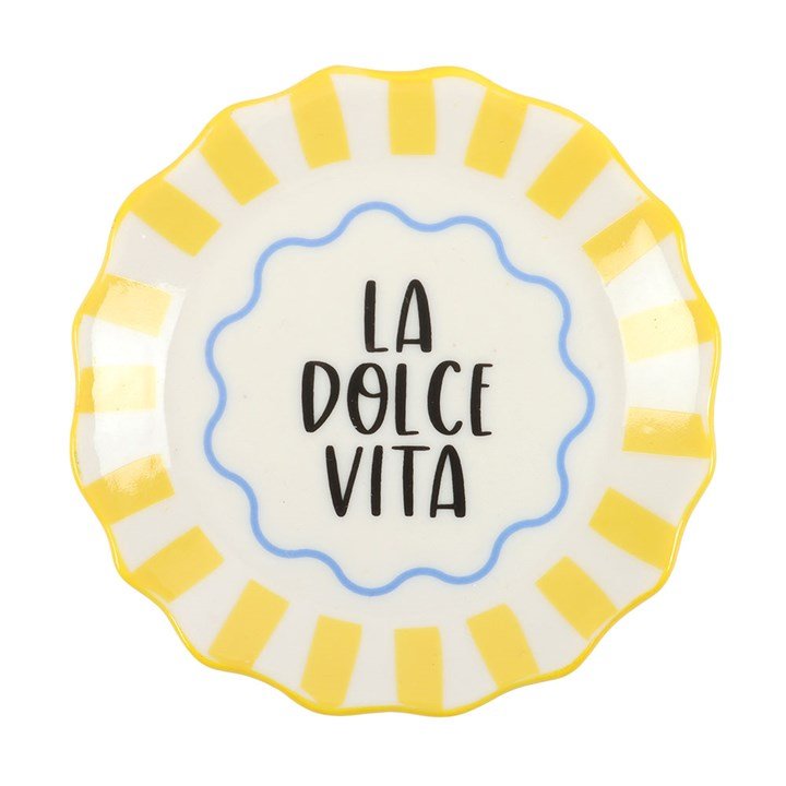 Yellow Striped La Dolce Vita Trinket Dish - BAMBI