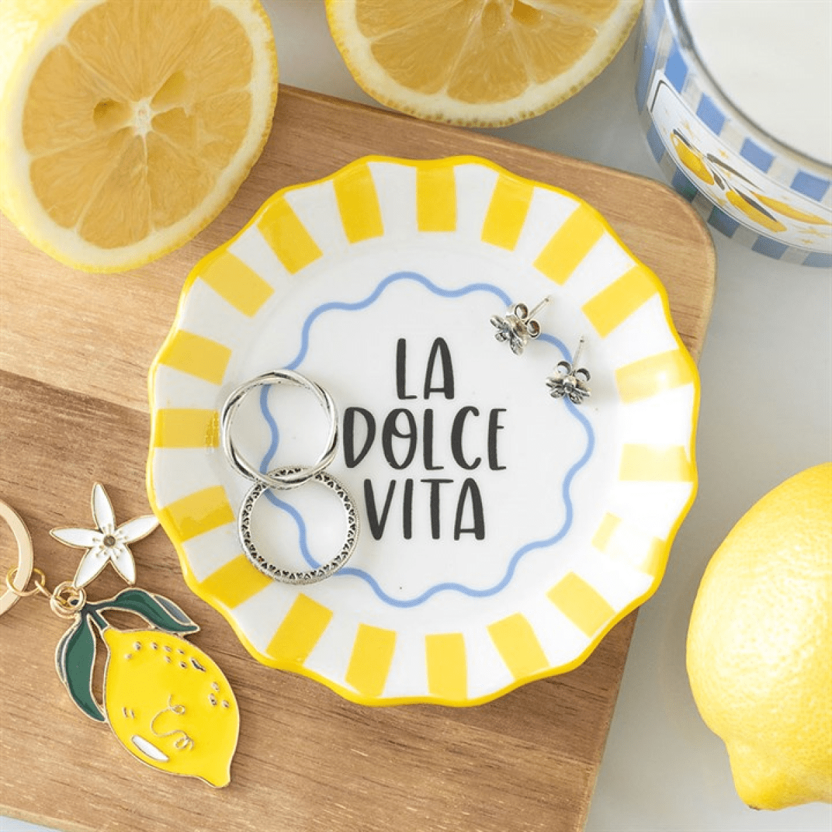 Yellow Striped La Dolce Vita Trinket Dish - BAMBI